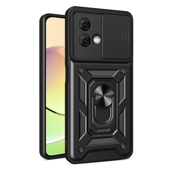 Per Motorola Moto G84 Custodia scorrevole per fotocamera con design TPU ibrido per PC (nero)