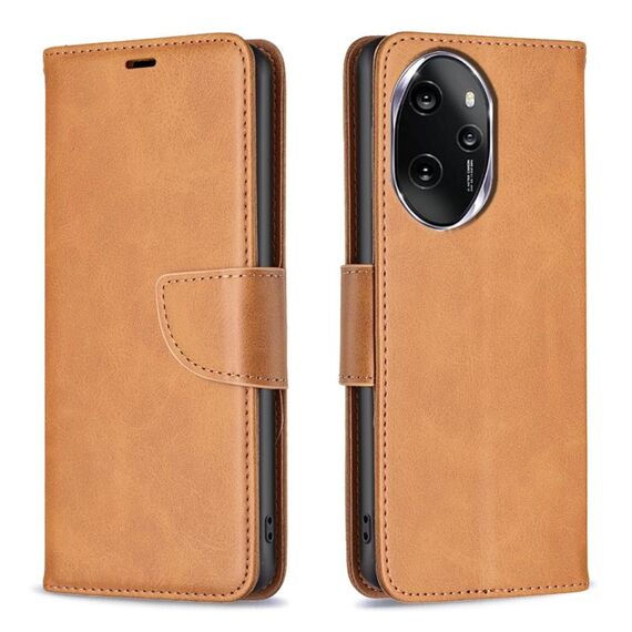 Per Honor 100 Pro Custodia in pelle di agnello con texture in puro colore Flip (giallo)