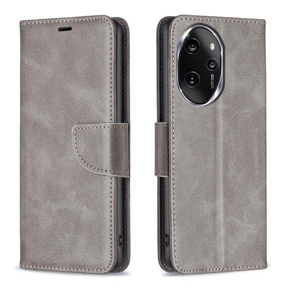 Per Honor 100 Pro Custodia in pelle di agnello con texture in puro colore Flip (grigio)