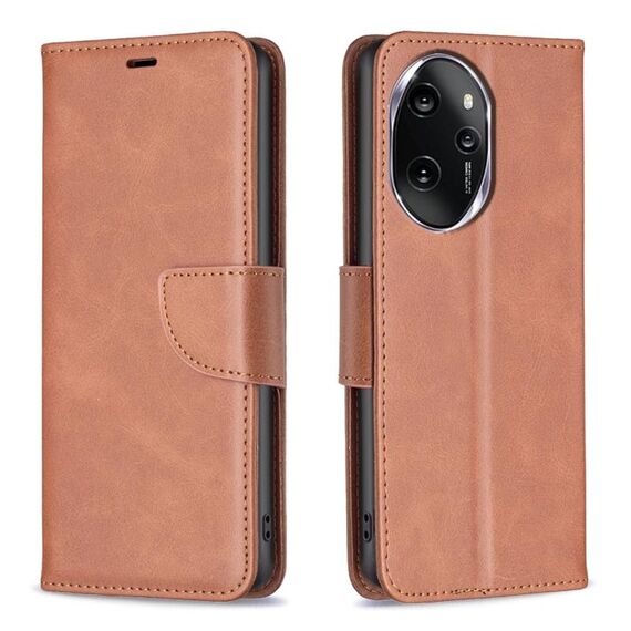 Per Honor 100 Pro Custodia in pelle di agnello con texture in puro colore Flip (marrone)