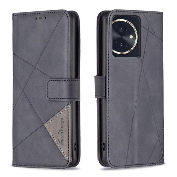 Per Honor 100 Custodia per telefono in pelle con texture rombo con fibbia magnetica (nera)