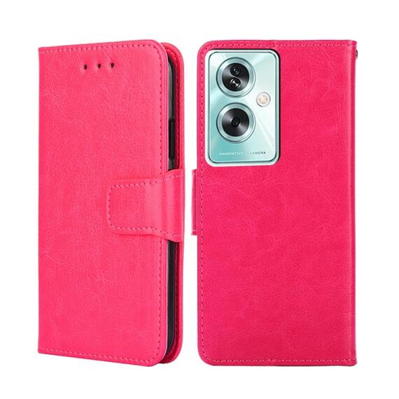 Per la custodia in pelle con texture cristallo OPPO A79 5G (rosa rossa)