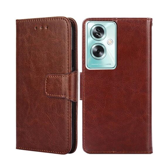 Per la custodia del telefono in pelle con texture cristallo OPPO A79 5G (marrone)