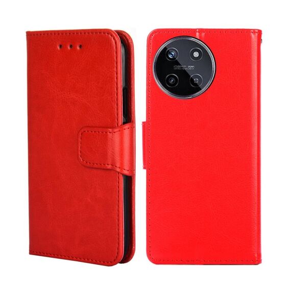 Custodia per telefono in pelle con texture cristallo Realme 11 4G (rossa)