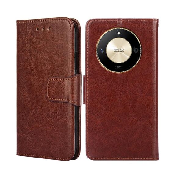 Custodia per telefono in pelle con texture cristallo per Honor X50 5G (marrone)