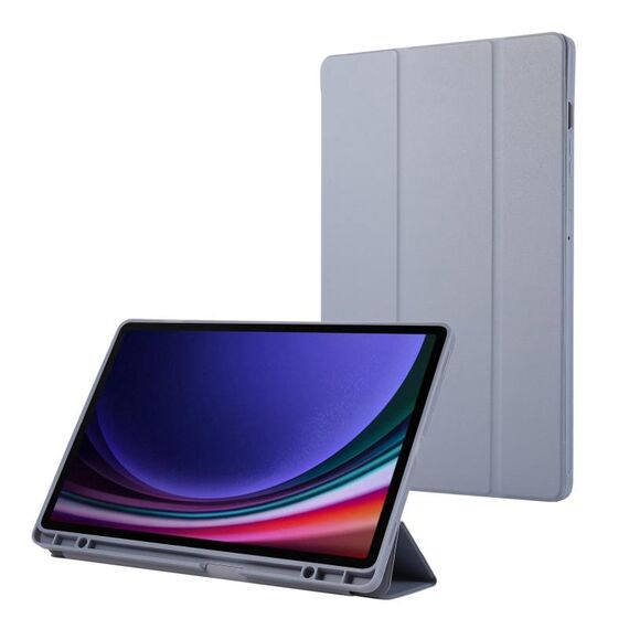 Per Samsung Galaxy Tab S9+ Custodia tablet 3 pieghe in pelle TPU in puro colore con slot per penna (lavanda)