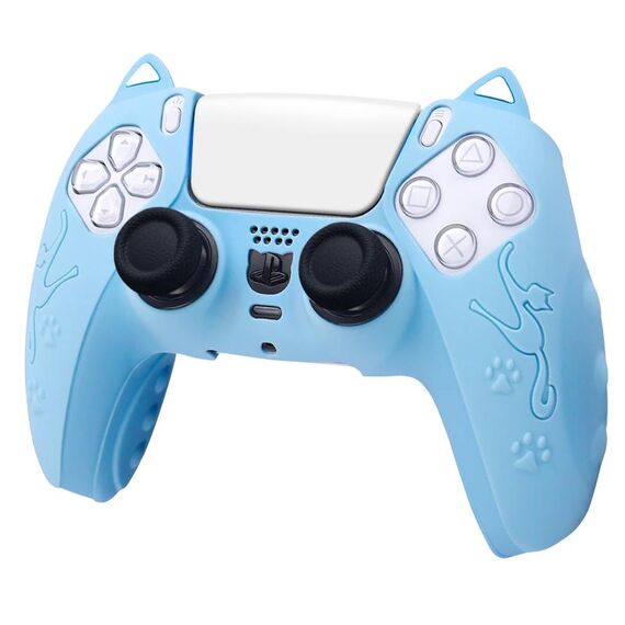 Per Sony PS5 Custodia protettiva in silicone per gamepad a forma di orecchio di gatto (blu)