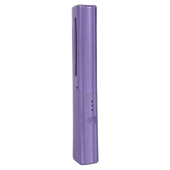 Bigodino per capelli ricaricabile USB portatile 2 in 1, pettine per lisciare i capelli a doppio uso (viola)