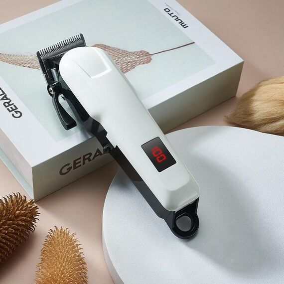 Macchina per toelettatura con spingitore elettrico per rasoio per animali domestici (bianco ceramica)