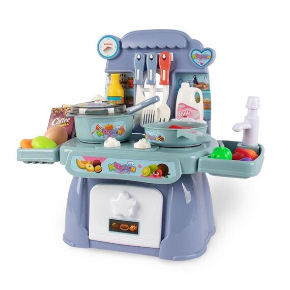 Set da cucina per bambini, mini cucina, 24 in 1, per ragazze, simulazione, casa da gioco, modello: blu