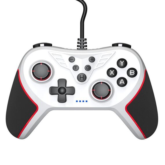 Per Switch/PC Gamepad USB cablato con funzione di vibrazione e burst (bianco)