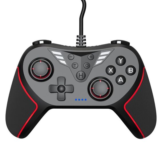 Per Switch/PC Gamepad USB cablato con funzione di vibrazione e burst (nero)
