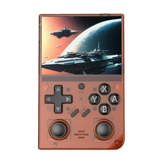 R35PLUS Console di gioco portatile da 3,5 pollici 64G integrato con oltre 10.000 giochi (arancione trasparente)