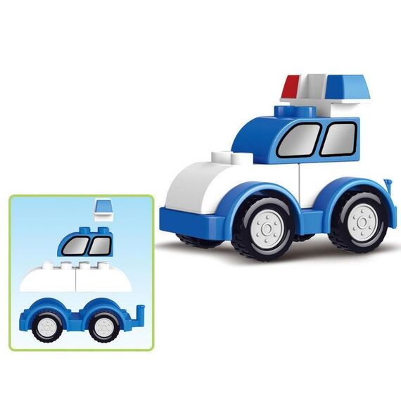 Giocattoli per blocchi di costruzione educativi per auto di ingegneria di particelle di grandi dimensioni per bambini, stile: auto della polizia