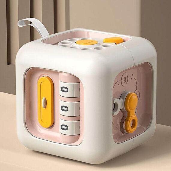 Giocattolo educativo multifunzionale del cubo di apprendimento precoce Montessori Hexahedron per bambini (rosa)