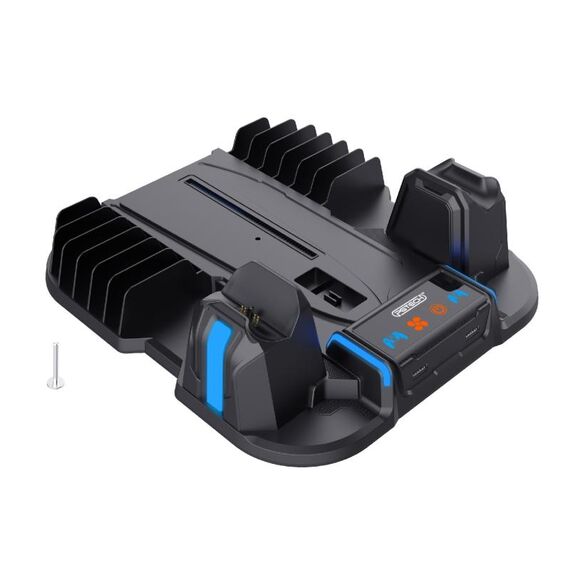 PGTECH GP-521 Per Sony PS5 Base di ricarica con maniglia sottile Rack di raffreddamento host con portadischi (nero)