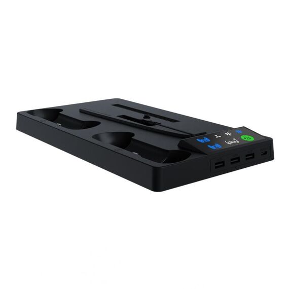 Per PS5 Slim iplay HA-8006 Console Dock di raffreddamento multifunzionale Maniglia Doppia maniglia di ricarica Maniglia Organizzatore per cuffie (Nero)