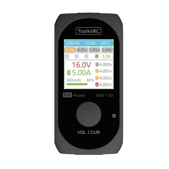 ToolkitRC M4Pocket Caricabatterie tascabile per bilanciamento batteria LiPo per modellismo (nero)