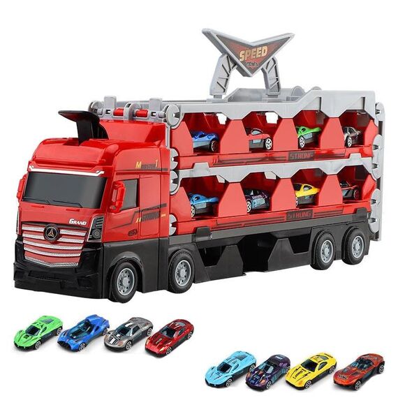 Veicolo in lega modello di stoccaggio pieghevole per giocattoli trasformabili per bambini, modello: con 8 auto