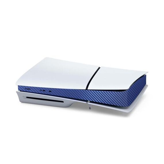 Adesivo centrale per console PS5 Slim, resistente ai graffi, versione unità ottica digitale, adesivo universale, colore: fibra di carbonio blu scuro