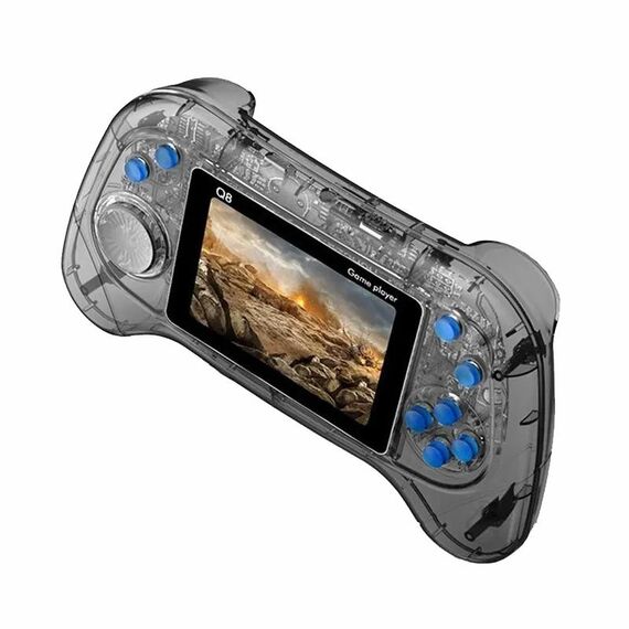 Console di gioco portatile Q8 Schermo da 3,0 pollici Supporto per connessione TV Integrato 800 giochi singoli Grigio trasparente