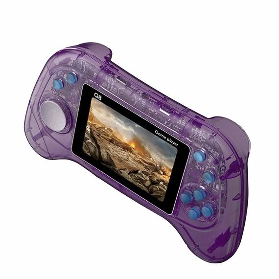 Console di gioco portatile Q8 Schermo da 3,0 pollici Supporto per connessione TV Integrata 800 giochi singoli Viola trasparente