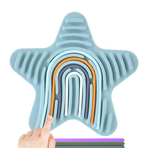 Stars Silicone Sensoriale Attività Board Bambini Puzzle Stress Relief Giocattoli (Blu)