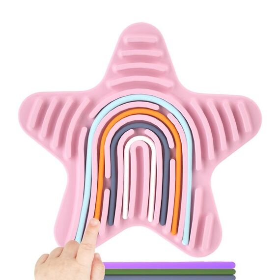 Stars Silicone Sensoriale Attività Board Bambini Puzzle Stress Relief Giocattoli (Rosa)