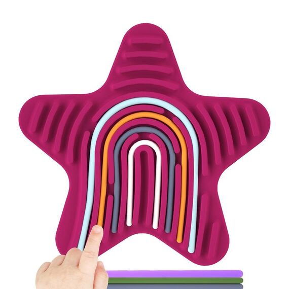 Stars Silicone Sensoriale Attività Board Bambini Puzzle Stress Relief Giocattoli (Rosa Rosso)