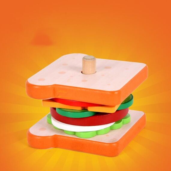 Bambini Simulazione Legno Pretend Gioca Puzzle Cibo Abbinamento Giocattoli, Stile: Sandwich