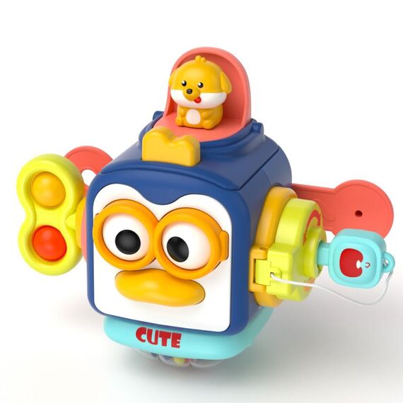 Infant Busy Ball Baby Hand Grip Ball Puzzle Sensoriale Giocattoli Esaedro (Pinguino)