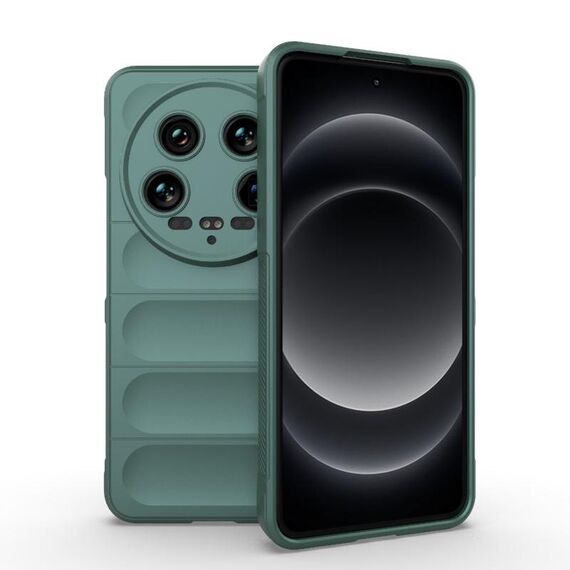 Per Xiaomi 14 Ultra Magic Shield TPU + custodia per telefono in flanella (verde scuro)
