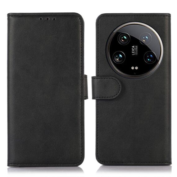Per la custodia del telefono in pelle con texture Ultra mucca Xiaomi 14 (nera)