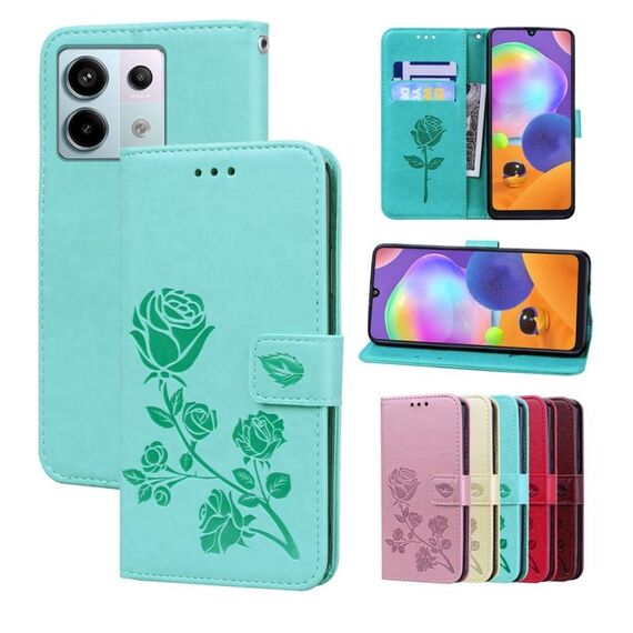 Custodia per telefono in pelle PU con vibrazione rosa goffrata per Xiaomi Redmi Note 13 Pro 4G (verde)