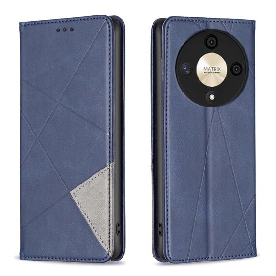 Custodia per telefono in pelle magnetica con texture romboidale per Honor X9b/Magic6 Lite 5G (blu)