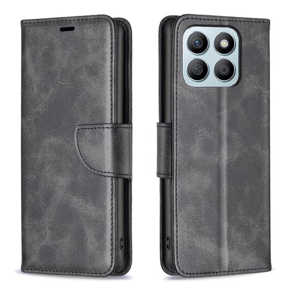 Per Honor X8b Custodia in pelle di agnello con texture in puro colore Flip (Nero)