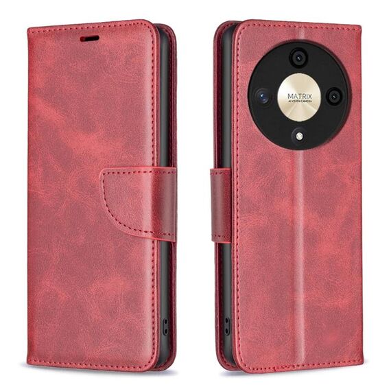 Per Honor X9b/Magic 6 Lite 5G Custodia in pelle di agnello con texture in puro colore Flip (Rosso)