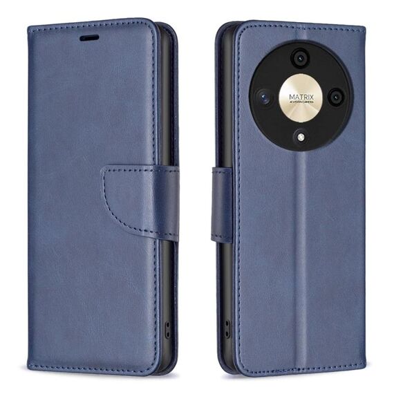 Per Honor X9b/Magic 6 Lite 5G Custodia in pelle di agnello con texture in puro colore (blu)
