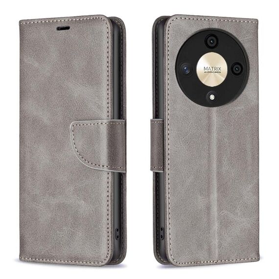Per Honor X9b/Magic 6 Lite 5G Custodia in pelle di agnello con texture in puro colore (grigio)
