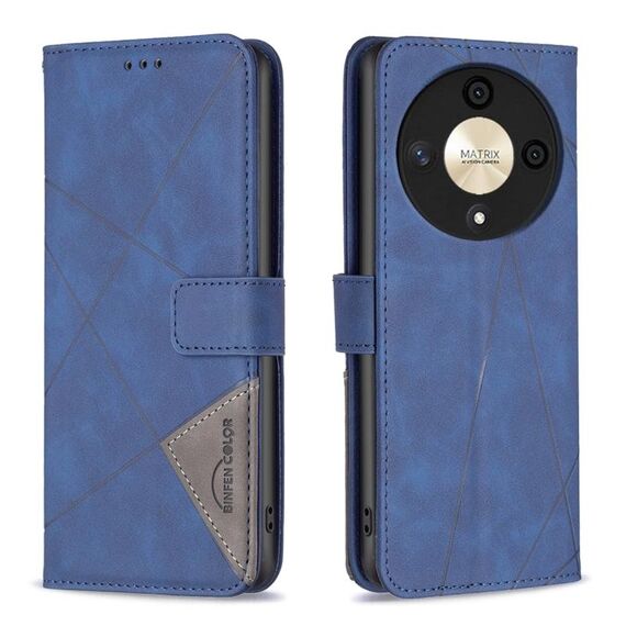 Per Honor X9b/Magic6 Lite 5G Custodia per telefono in pelle con trama a rombo con fibbia magnetica (blu)