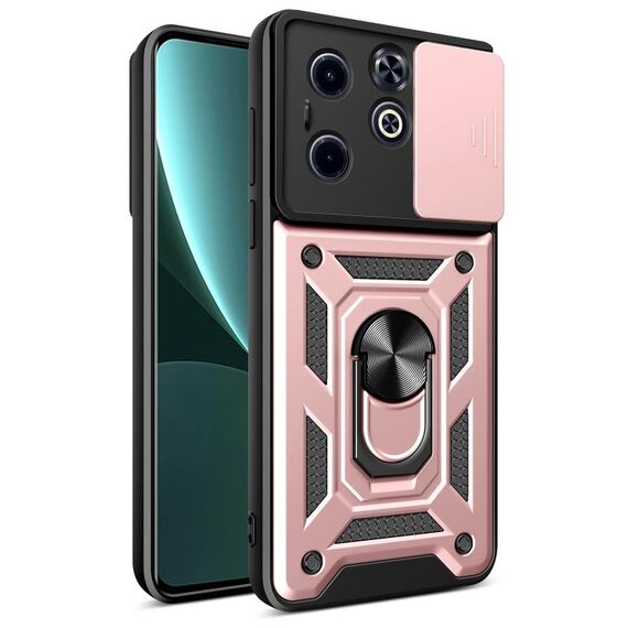 Per Infinix Hot 40i / Smart 8 Cover per fotocamera scorrevole Design TPU + Custodia per PC (Oro rosa)