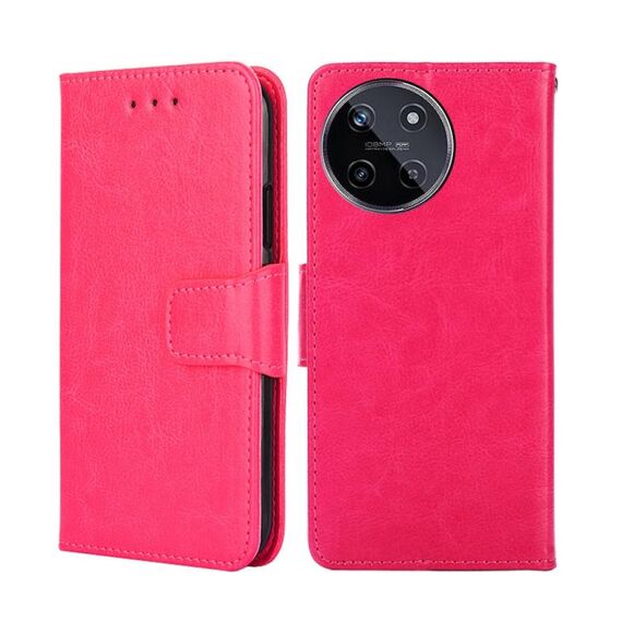 Custodia per telefono in pelle con texture cristallo Realme 11 4G (rosa rossa)