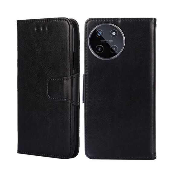 Custodia per telefono in pelle con texture cristallo Realme 11 4G (nera)