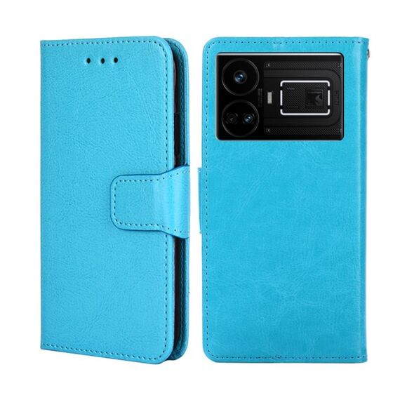 Per Realme GT5 / GT5 240W Custodia per telefono in pelle con struttura in cristallo (blu cielo)