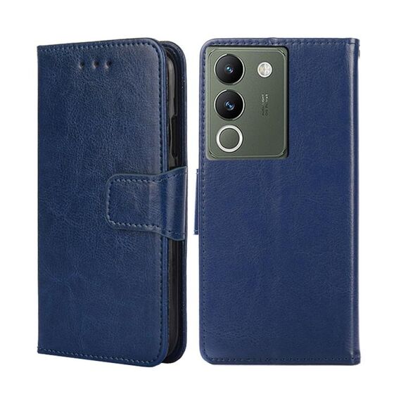 Custodia per telefono in pelle con texture cristallo per vivo V29e 5G (blu reale)