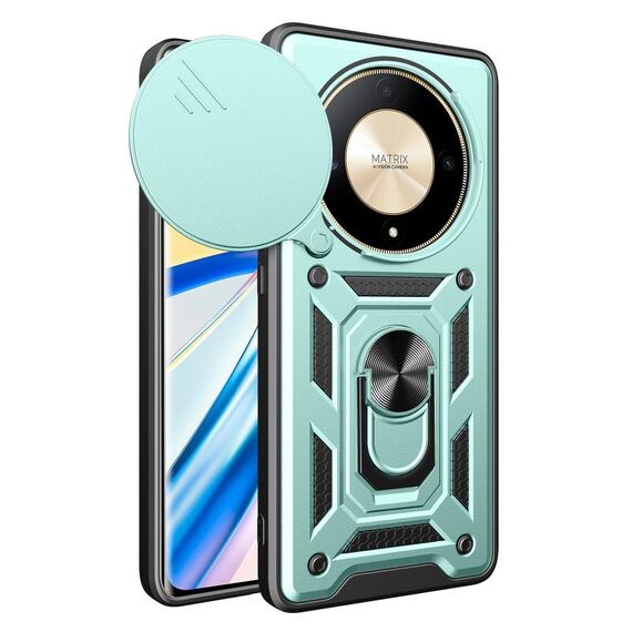 Per Honor X9b Custodia scorrevole per fotocamera Design TPU + Custodia per telefono PC (verde)