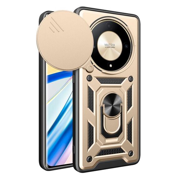 Per Honor X9b Custodia scorrevole per fotocamera Design TPU + Custodia per telefono PC (Oro)