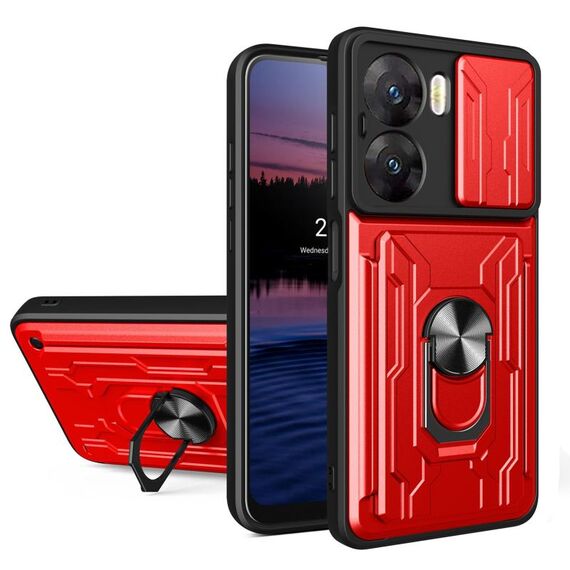 Per vivo V29e 5G India Custodia scorrevole Camshield TPU+PC con slot per schede(Rosso)