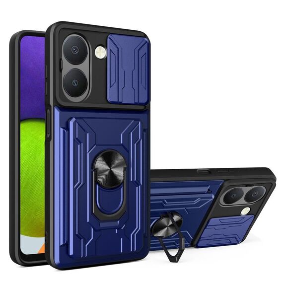 Per vivo Y36 5G / 4G Global Sliding Camshield TPU + custodia per PC con slot per schede (blu)