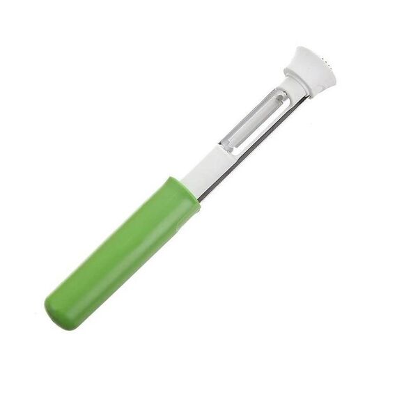 2 in 1 strumento per sbucciare la frutta e pompare il torsolo per verdure in acciaio inossidabile (verde bianco)